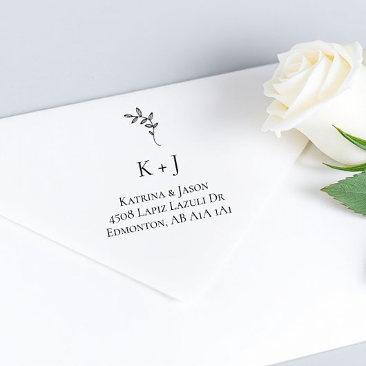Wedding Return Adres Monogram Aangepast Zelfinktende Stempel