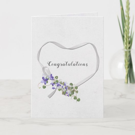 Wedding Ribbon Heart met Ivy Bouquet Card Kaart (Voorkant)