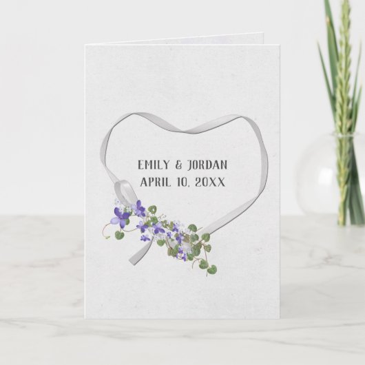 Wedding Ribbon Heart met Ivy Bouquet Card Kaart (Voorkant)