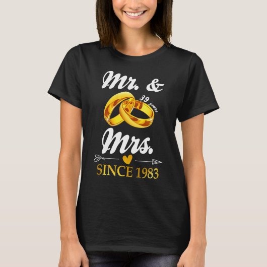 Wedding Ring getrouwd met Mr & Mrs. sinds 1983 Cou T-shirt (Voorkant)