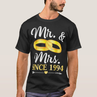Wedding Ring getrouwd met Mr & Mrs. sinds 1994 Hap T-shirt