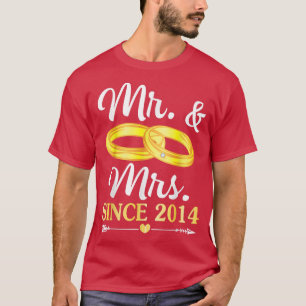 Wedding Ring getrouwd met Mr & Mrs. sinds 2014 Hap T-shirt