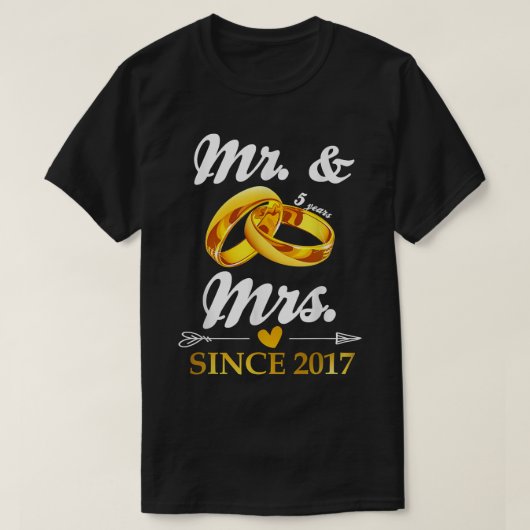 Wedding Ring getrouwd met Mr & Mrs. sinds 2017 Paa T-shirt (Design voorkant)
