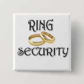 Wedding "RING SECURITY" Vierkante Button 5,1 Cm (Voorkant)