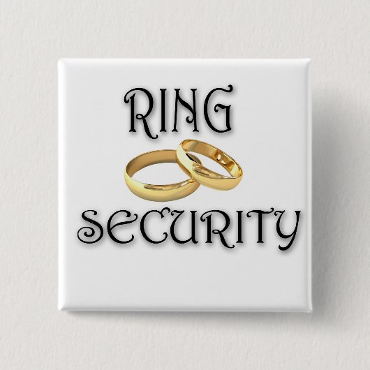 Wedding "RING SECURITY" Vierkante Button 5,1 Cm (Voorkant)