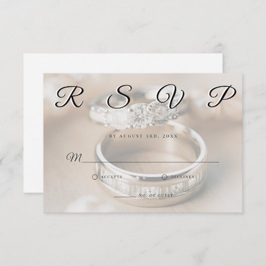 Wedding Rings Announcement RSVP Response Card (Voorkant / Achterkant)