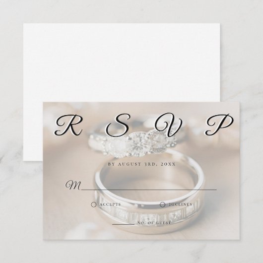 Wedding Rings Announcement RSVP Response Card Kaartje (Voorkant / Achterkant)