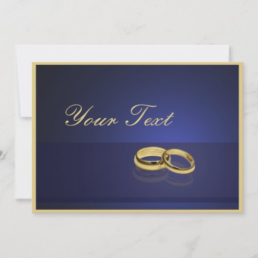 Wedding Rings Blue Invitation Sjabloon Kaart (Voorkant)