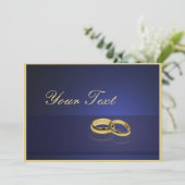 Wedding Rings Blue Invitation Sjabloon Kaart (Staand voorkant)