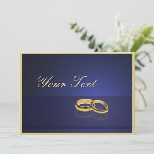 Wedding Rings Blue Invitation Sjabloon Kaart (Staand voorkant)