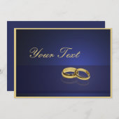 Wedding Rings Blue Invitation Sjabloon Kaart (Voorkant / Achterkant)