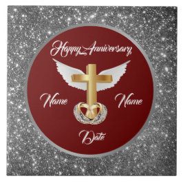 Wedding Rings Customize Silver Cross Anniversary Tegeltje