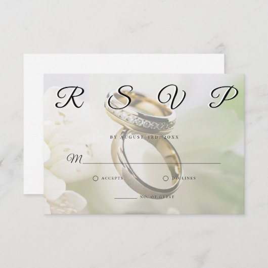 Wedding Rings Elegant Minimalist RSVP Card  (Voorkant / Achterkant)
