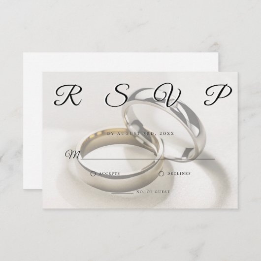 Wedding Rings Elegant Minimalist RSVP Card (Voorkant / Achterkant)