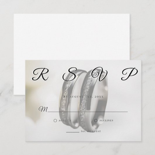 Wedding Rings Simple Elegant Minimalist RSVP Card  (Voorkant / Achterkant)