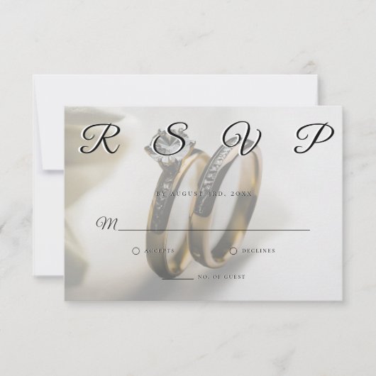 Wedding Rings Simple Elegant Minimalist RSVP Card  (Voorkant)