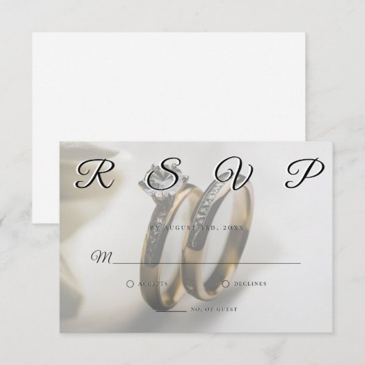 Wedding Rings Simple Elegant Minimalist RSVP Card  (Voorkant / Achterkant)