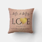 Wedding Roos Gold Heart Script Name Mr en Mrs. Kussen (Achterkant)