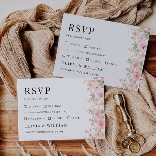Wedding Roos RSVP Card Sjabloon