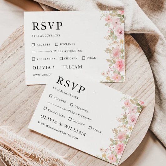 Wedding Roos RSVP Card Sjabloon