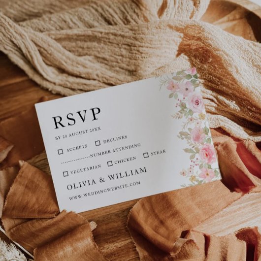 Wedding Roos RSVP Card Sjabloon