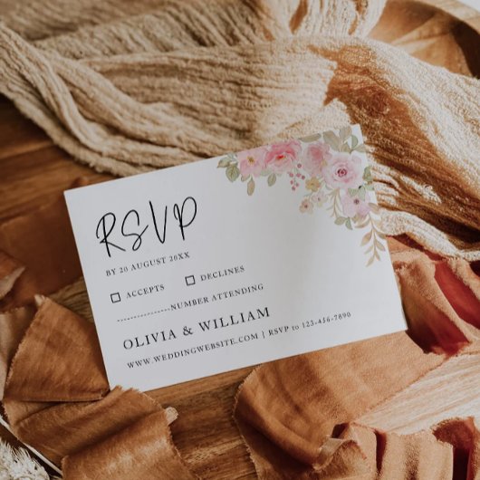 Wedding Roos RSVP Card Sjabloon