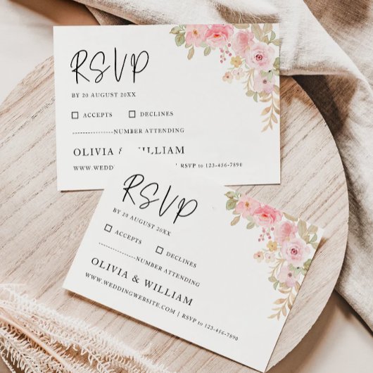 Wedding Roos RSVP Card Sjabloon