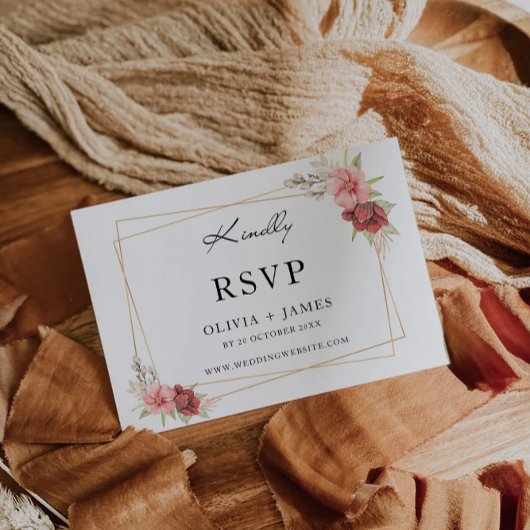 Wedding Roos RSVP Card Sjabloon