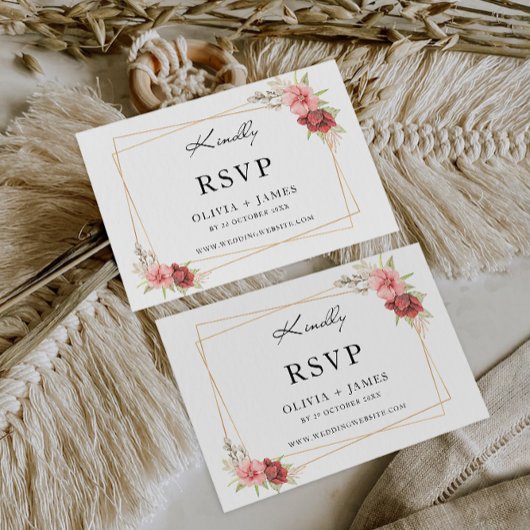 Wedding Roos RSVP Card Sjabloon