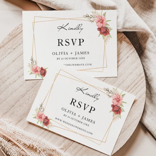 Wedding Roos RSVP Card Sjabloon