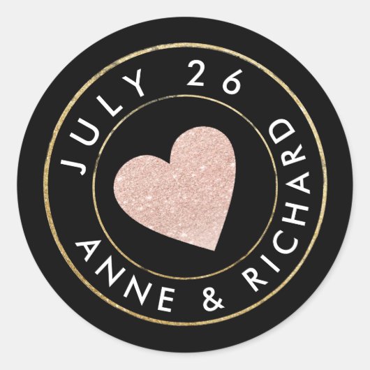 wedding rose love heart circle_stamp ronde sticker (Voorkant)