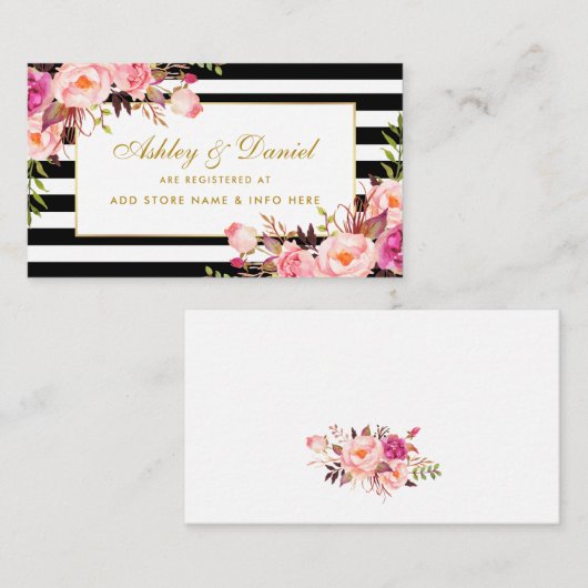 Wedding Roze Goud Gestreepte Registry Insert Kaart (Voorkant / Achterkant)