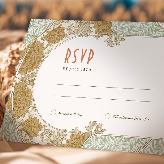 Wedding RSVP  Art Nouveau William Morris Kaart