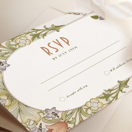 Wedding RSVP  Art Nouveau William Morris Kaart