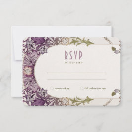 Wedding RSVP Art Nouveau William Morris Lavender I Kaart