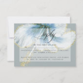Wedding RSVP | Blauwe Waterverf Hibiscus Flower (Voorkant)