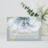 Wedding RSVP | Blauwe Waterverf Hibiscus Flower (Staand voorkant)
