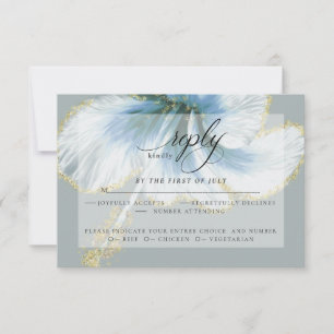 Wedding RSVP Blauwe Waterverf Hibiscus-ventilato