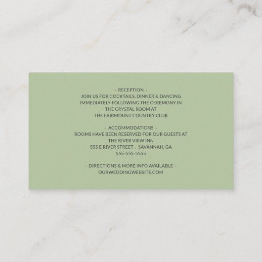 Wedding RSVP Botanische Waterverf Willow Krans Informatiekaartje (Achterkant)