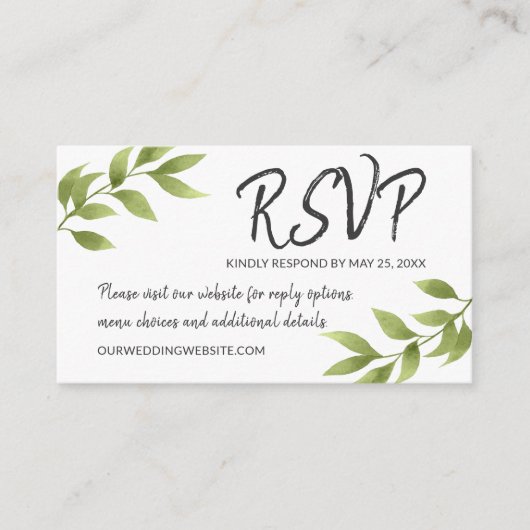 Wedding RSVP Botanische Waterverf Willow Krans Informatiekaartje (Voorkant)