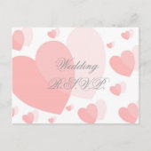 Wedding RSVP Briefkaart Roze Harten (Voorkant)