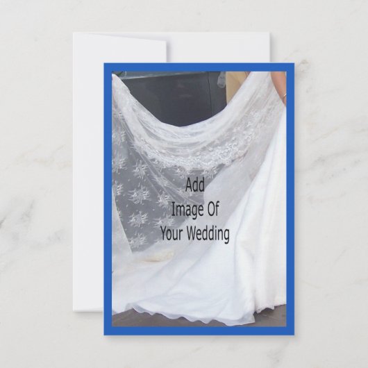 Wedding RSVP Card Blue Sapphire Bells Scrollwork  (Achterkant)