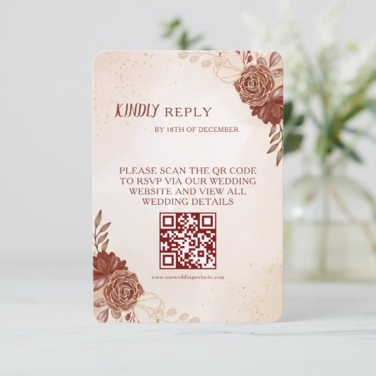 Wedding RSVP Card | Elegant Botanical & Coordinate (Staand voorkant)