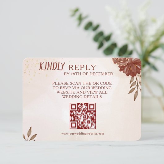 Wedding RSVP Card | Elegant Botanical & Coordinate (Staand voorkant)