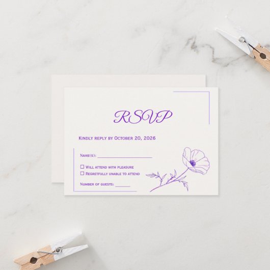 Wedding RSVP Card | Minimal Elegant Design (Voorkant / Achterkant in situ)