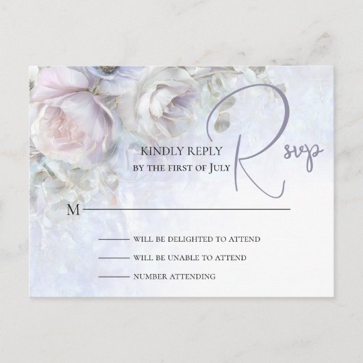 WEDDING RSVP CARD | Pastel Peonies  Briefkaart (Voorkant)