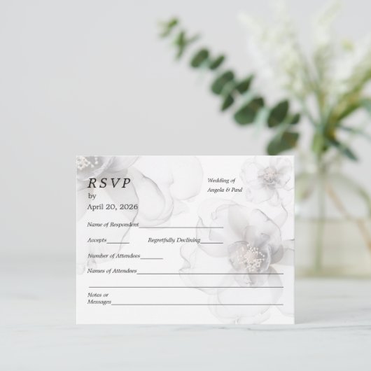 Wedding RSVP Card Soft Flowers (Staand voorkant)