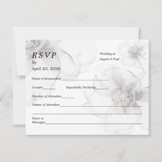 Wedding RSVP Card Soft Flowers Kaartje (Voorkant)