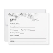 Wedding RSVP Card Soft Leaf Leaves 