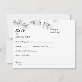Wedding RSVP Card Soft Leaf Leaves Kaartje